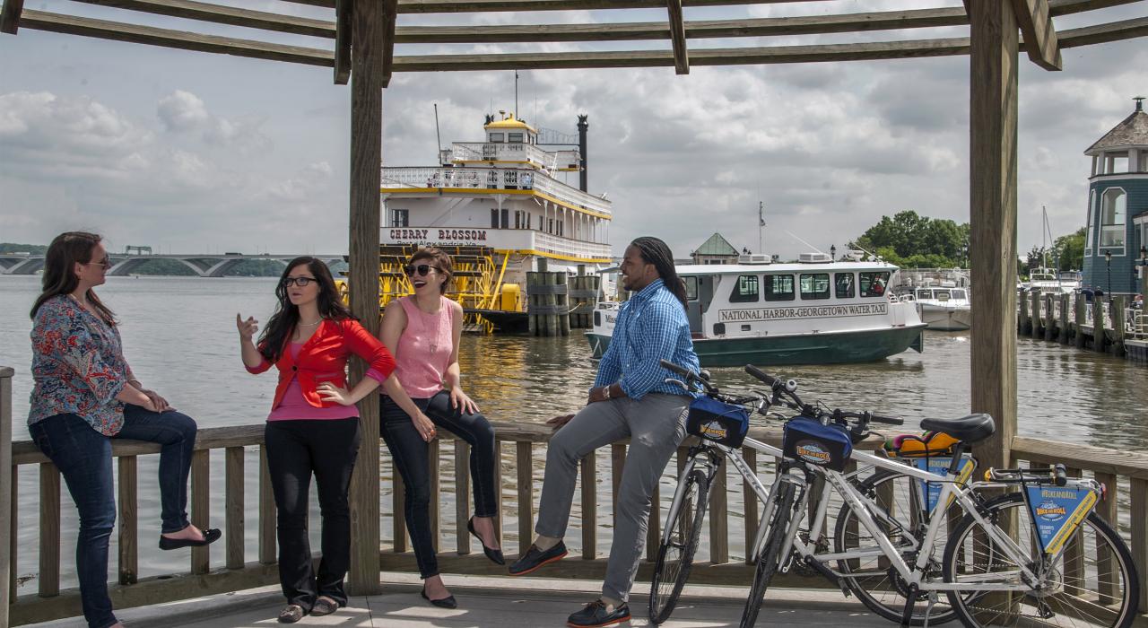 Taking a break at the marina after a bike ride on the Mount Vernon Trail 