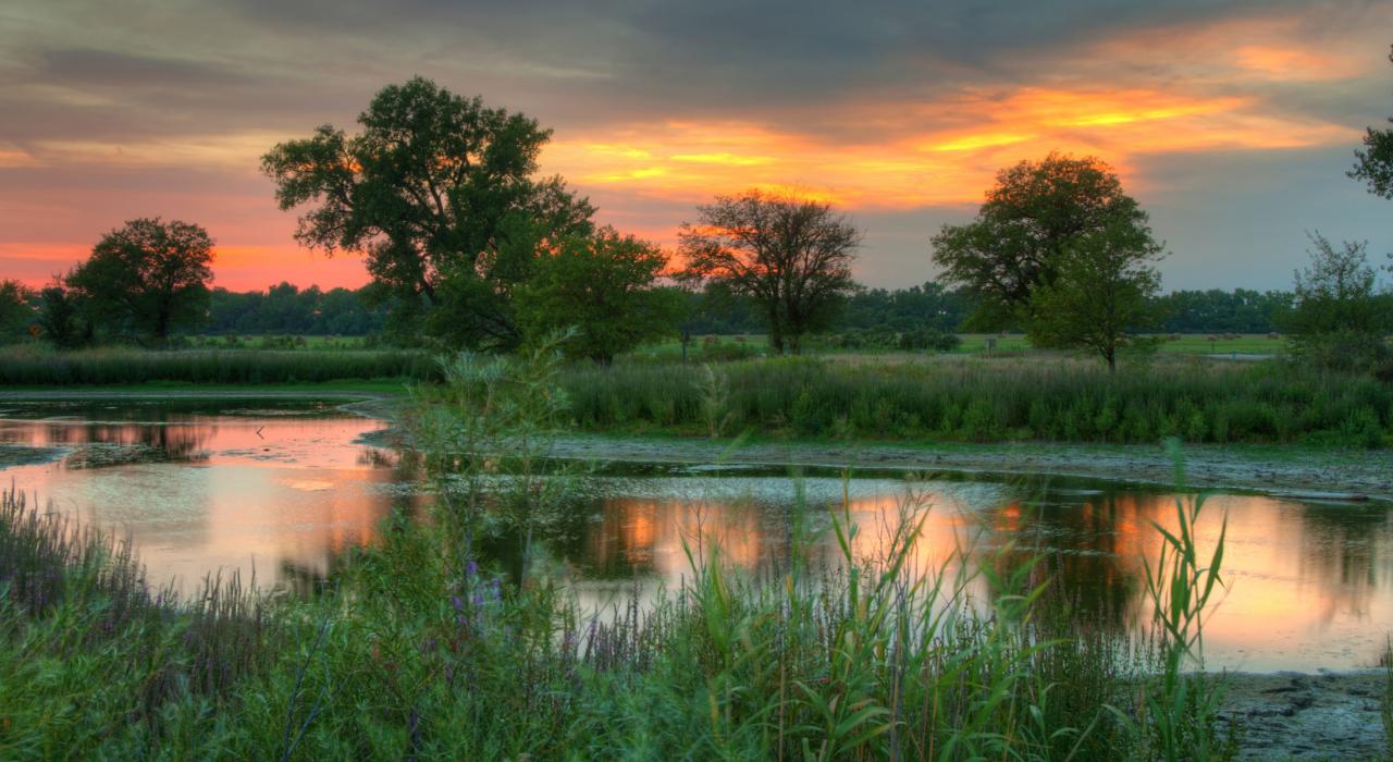 普拉特河周围宁静的日落景观