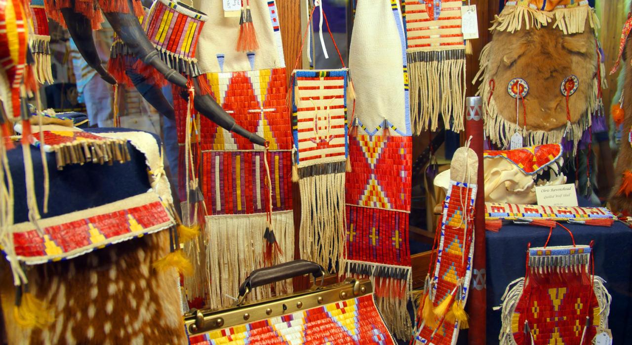 Native American pearl art in the Prairie Edge Trading Co. and Galleries in Rapid City, South Dakota