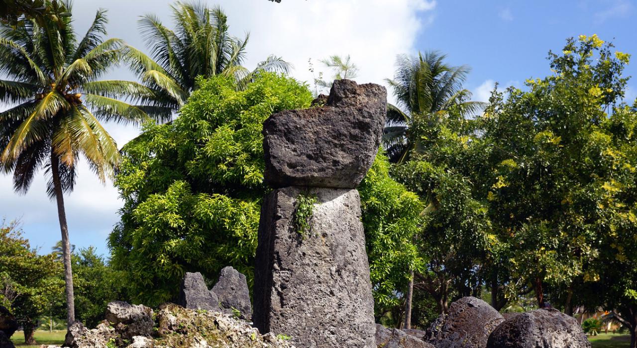 Ancient Chamorro latte stones dot the House of Taga landscape