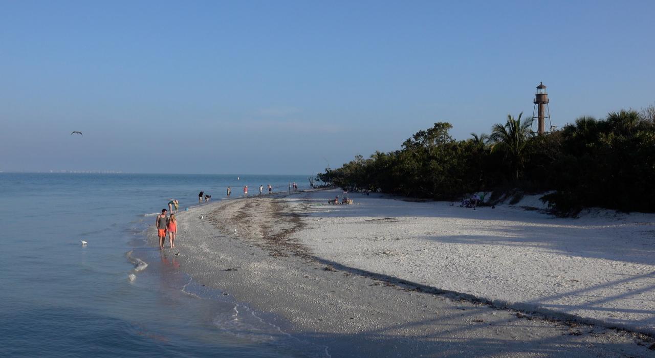 Strolling and looking for shells on Bowman’s Beach on Sanibel Island, Florida