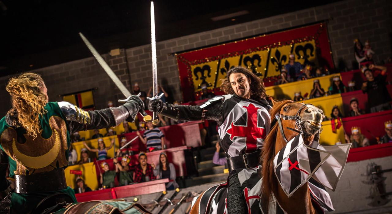 Alentando a los caballeros en Medieval Times Dinner & Tournament