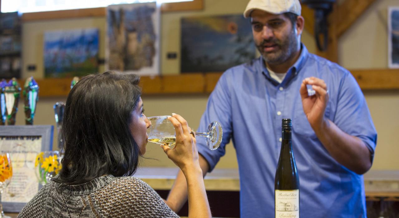 Wine tasting at Martha Clara Vineyard in Riverhead, New York