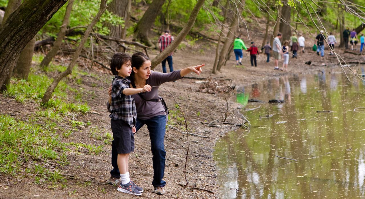 Explorando los bosques en Hal Tyrell Trailside Museum