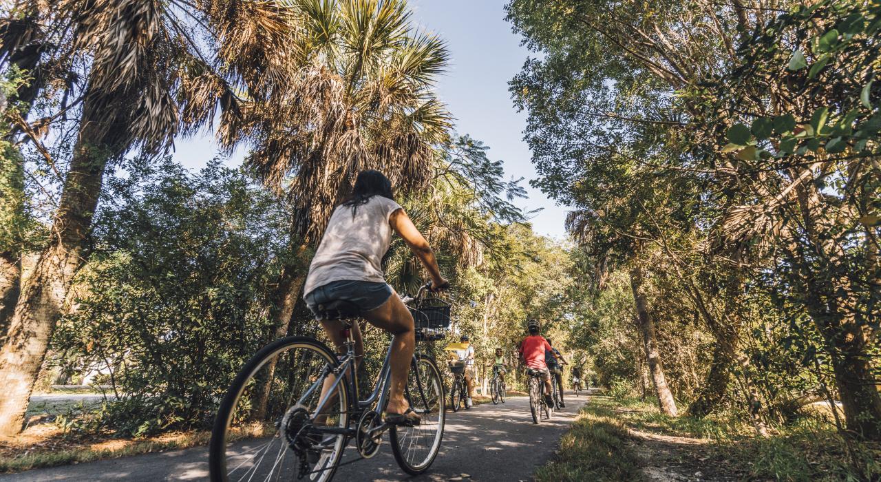在迷人的自然环境中蜿蜒数公里的骑行小径