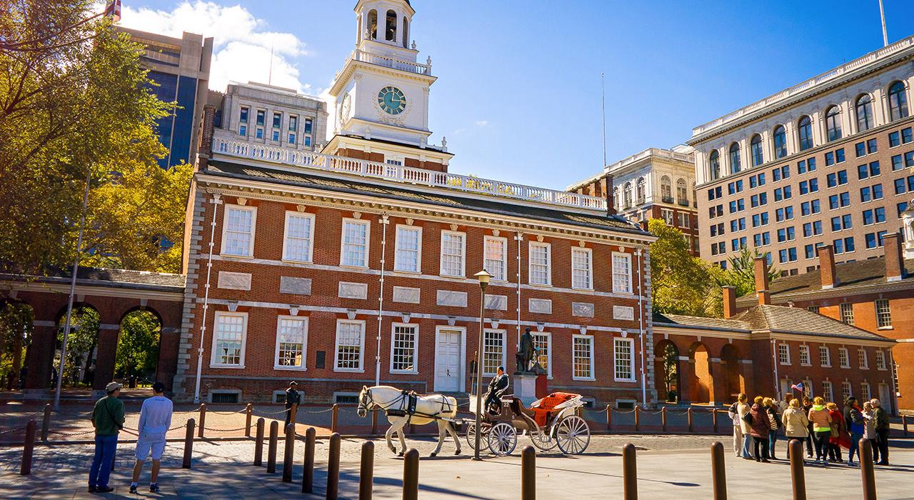 A view of Independence Hall in Philadelphia, Pennsylvania