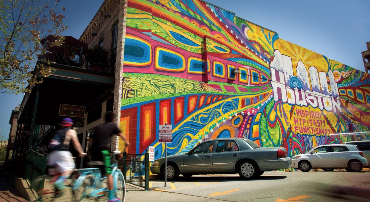 德克萨斯州休斯敦市中心的彩色壁画