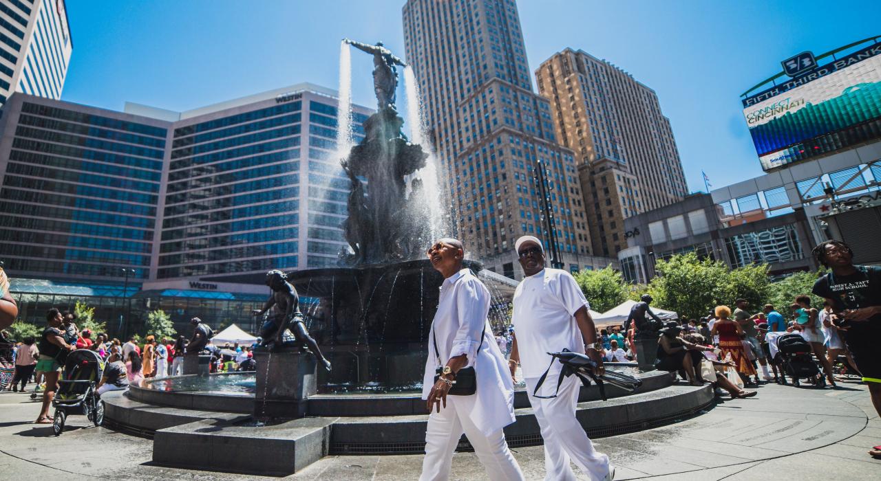 喷泉广场的夏日阳光