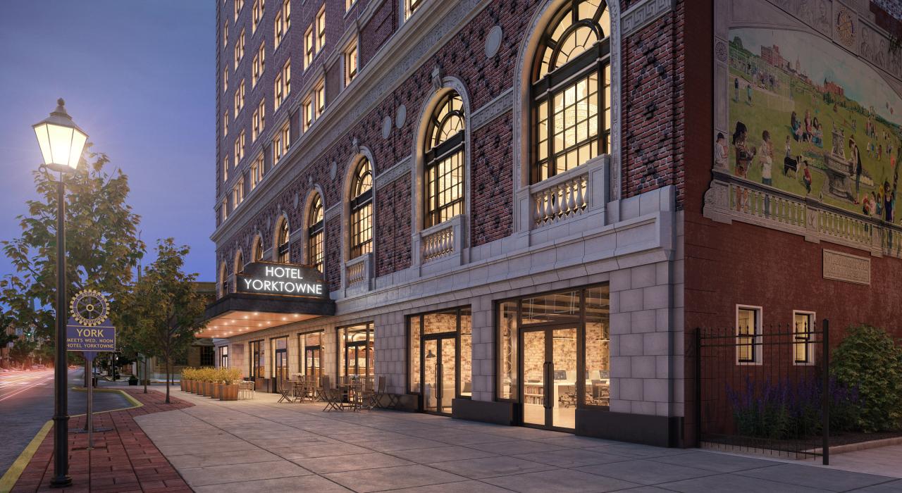 El histórico y lujoso Yorktowne Hotel, en el que se alojaron notables huéspedes como la ex primera dama Eleanor Roosevelt y Frank Sinatra