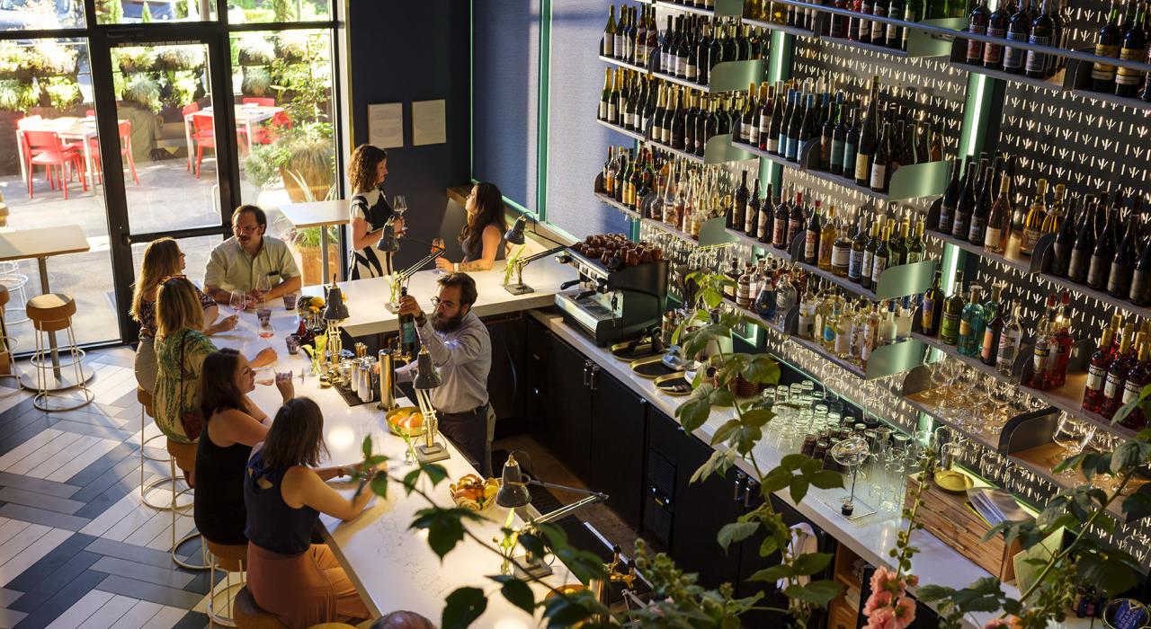 Patrons at wine bar Enoteca Nostrana in Portland, Oregon