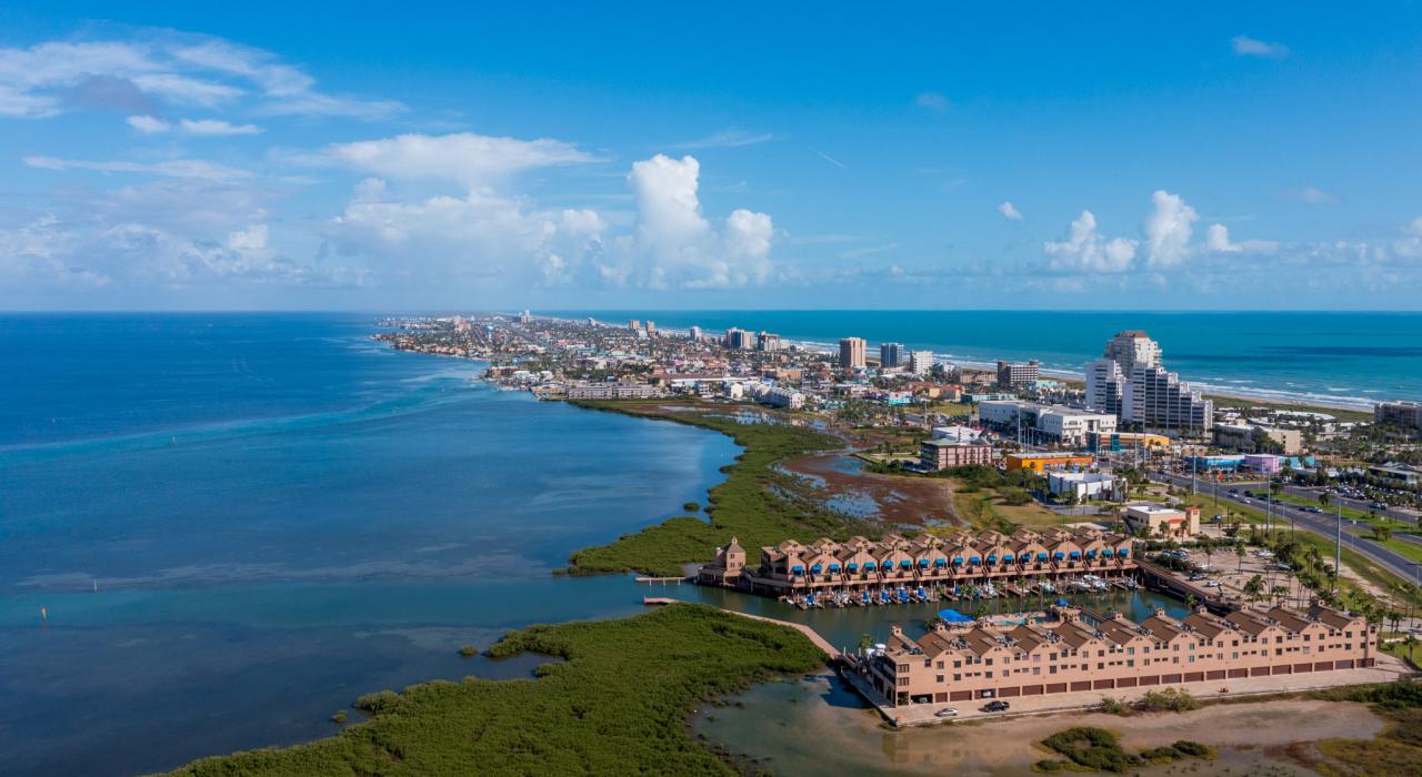 Sunny skies over South Padre Island, Texas