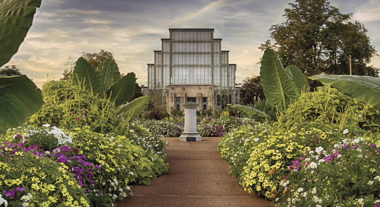 俯瞰森林公园 (Forest Park) 的珠宝盒 (Jewel Box) 温室