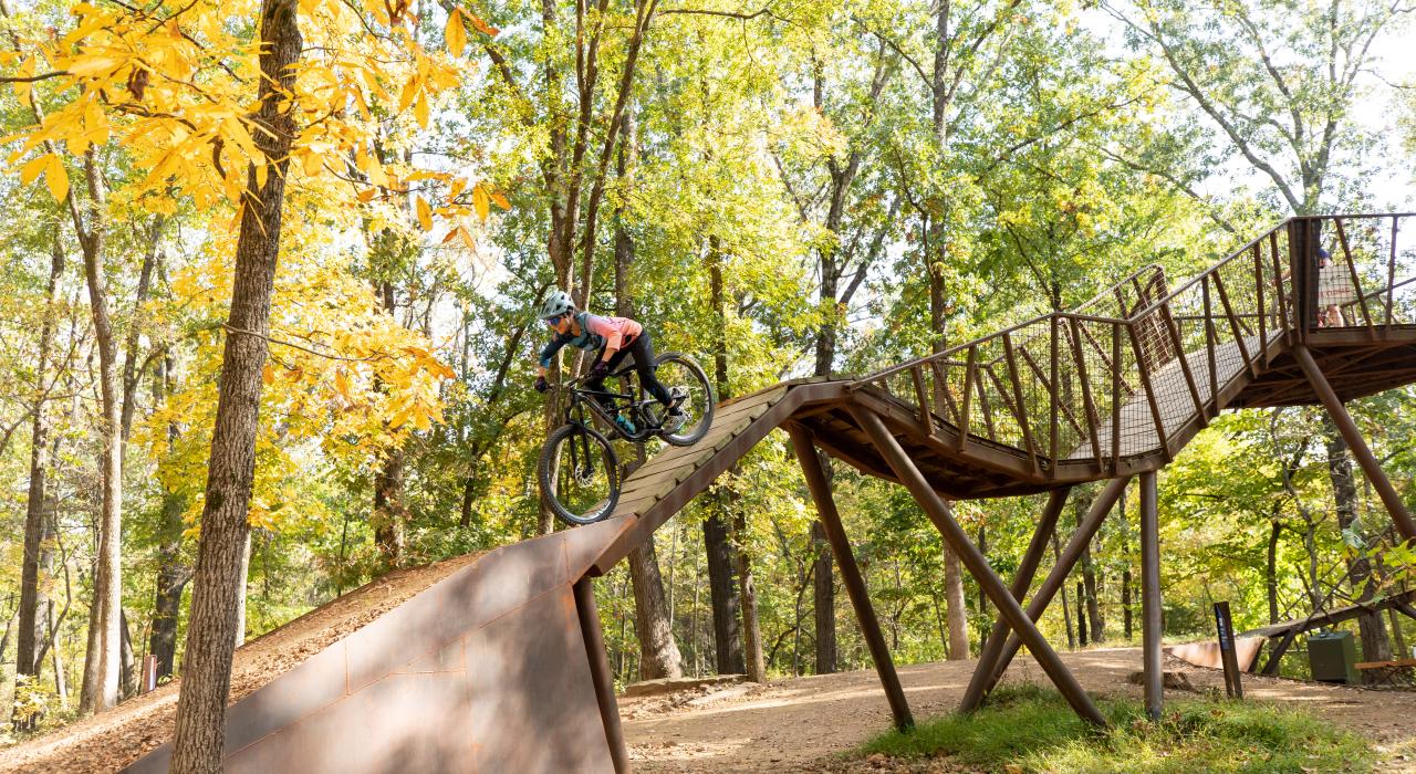 Biking at Coler Mountain Bike Preserve in Bentonville, Arkansas