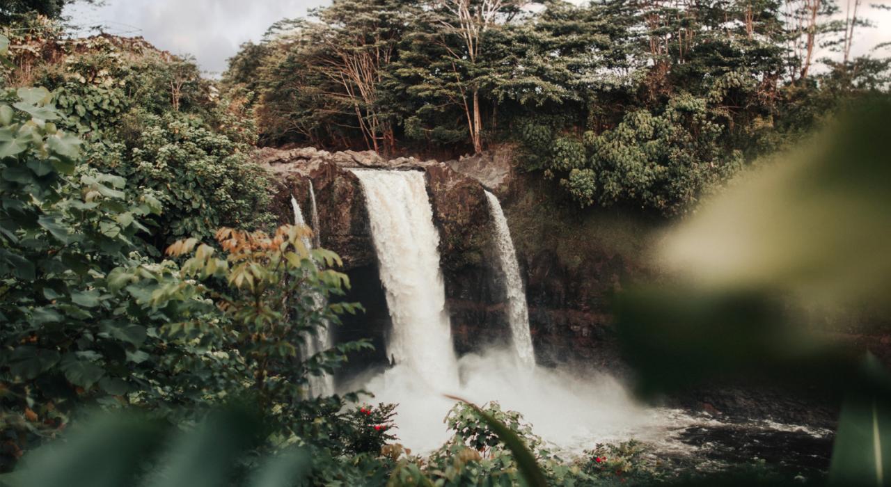 希洛市威陆库河州立公园的 Waiānuenue（彩虹瀑布）