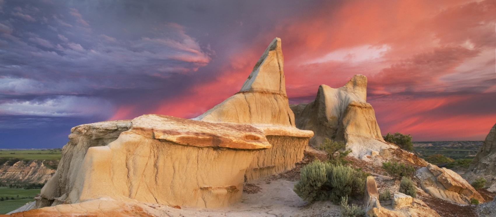 西奥多·罗斯福国家公园的砂岩地貌