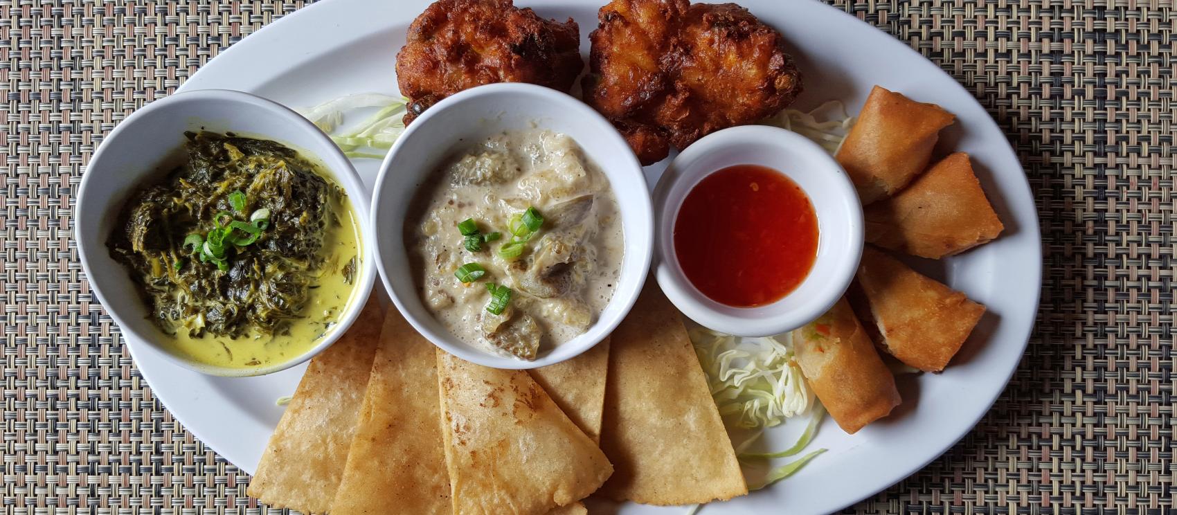 精选当地佳肴制作的查莫罗 Chesa 拼盘