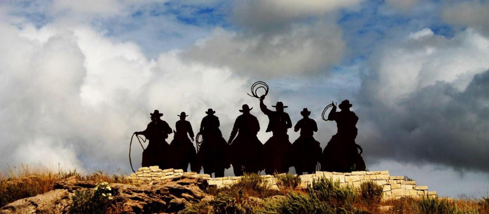 欢迎游客来到道奇城的经典标识，道奇城是准牛仔们的天堂